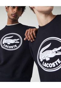 Lacoste - LACOSTE - Granatowa bluza z logo 3D. Kolor: niebieski. Materiał: prążkowany. Wzór: haft #9