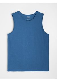 Sinsay - Bawełniany tank top basic - niebieski. Kolor: niebieski. Materiał: bawełna