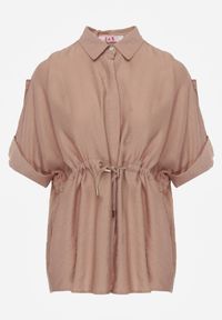 Renee - Beżowa Koszula z Bawełną o Nietoperzowym Kroju z Wiązaniem w Stylu Utility Kelathe. Kolor: beżowy. Materiał: bawełna #6