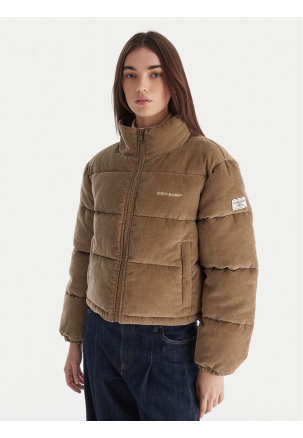 Guess Jeans Kurtka zimowa W5BL17 W2061 Beżowy Regular Fit. Kolor: beżowy. Materiał: bawełna. Sezon: zima
