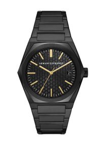 Armani Exchange zegarek męski kolor czarny. Kolor: czarny. Materiał: materiał