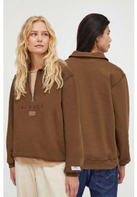 Mercer Amsterdam bluza bawełniana kolor brązowy z aplikacją. Kolor: brązowy. Materiał: bawełna. Długość: krótkie. Wzór: aplikacja