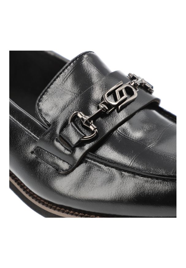 Czarne Mokasyny Cambell Skórzane Obuwie Damskie. Okazja: na co dzień. Kolor: czarny. Materiał: skóra. Szerokość cholewki: normalna. Obcas: na obcasie. Styl: klasyczny, casual, elegancki. Wysokość obcasa: niski