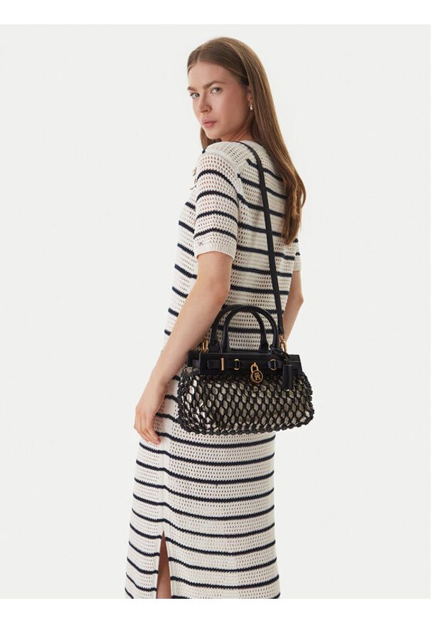 TOMMY HILFIGER - Tommy Hilfiger Torebka American Icon Mini Tote Macrame AW0AW18542 Czarny. Kolor: czarny