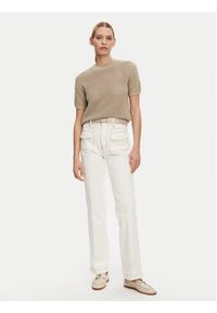 TOMMY HILFIGER - Tommy Hilfiger Sweter Pointelle WW0WW45950 Beżowy Regular Fit. Kolor: beżowy. Materiał: bawełna #3