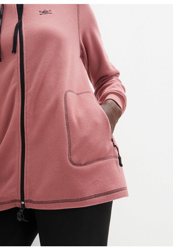 bonprix - Bluza rozpinana z polaru, z kieszeniami z zamkiem. Kolor: fioletowy. Materiał: polar. Długość: długie