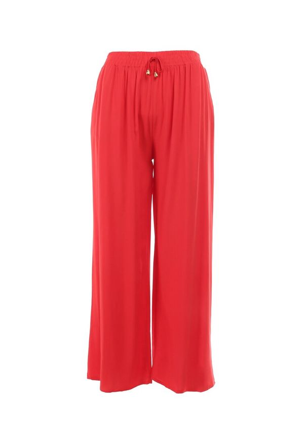 Born2be - Czerwone Spodnie Sharrill. Kolor: czerwony. Materiał: wiskoza. Długość: długie. Wzór: aplikacja, jednolity, gładki. Styl: elegancki