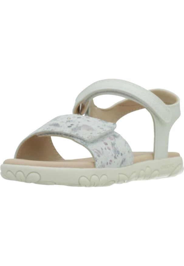 Geox - Sandały GEOX J SANDAL HAITI GIRL Biały. Kolor: biały. Materiał: syntetyk, skóra. Sport: turystyka piesza
