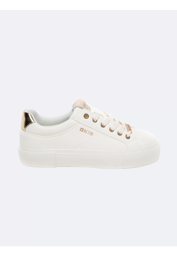 Big-Star - Sneakersy damskie ze skóry ekologicznej białe NN274A851 101. Kolor: biały. Materiał: skóra ekologiczna