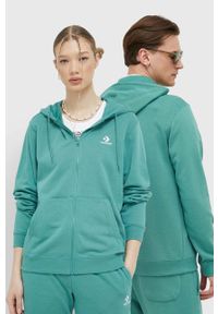 Converse bluza kolor turkusowy z kapturem z aplikacją. Typ kołnierza: kaptur. Kolor: turkusowy. Wzór: aplikacja #1