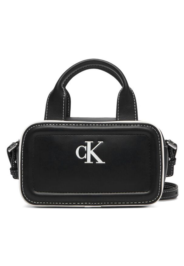 Calvin Klein Torebka Contrast Ck Mini Bauletto Bag LV04F1257G Czarny. Kolor: czarny. Materiał: skórzane