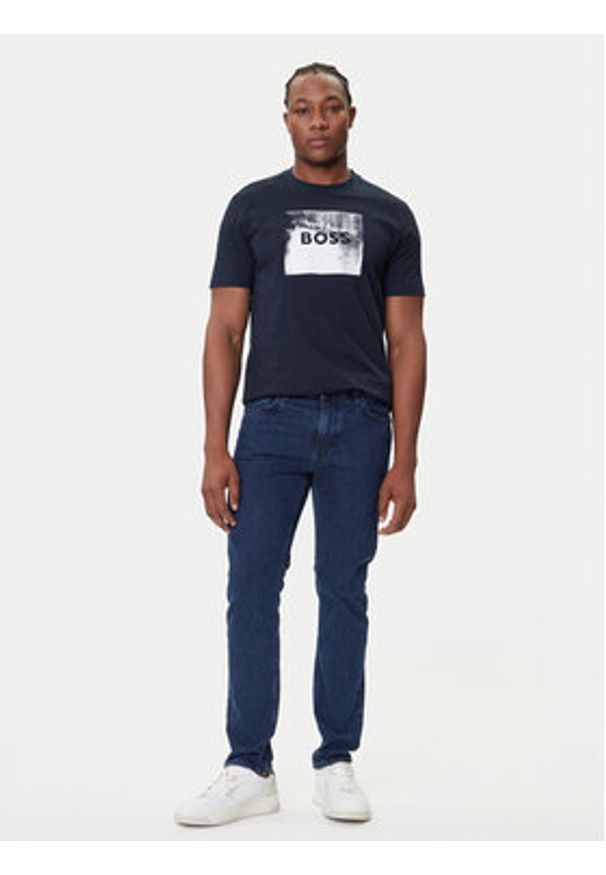 BOSS T-Shirt Te_Wheel 50546381 Granatowy Regular Fit. Kolor: niebieski. Materiał: bawełna