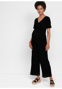 bonprix - Kombinezon ciążowy i do karmienia piersią z krepy. Kolekcja: moda ciążowa. Kolor: czarny #1