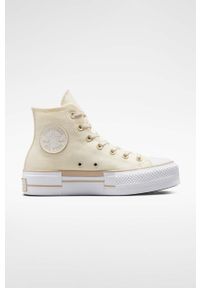 Converse trampki Chuck Taylor All Star Lift HI damskie kolor beżowy A05009C. Kolor: beżowy. Materiał: guma. Obcas: na platformie #1