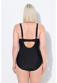 ULLA POPKEN - Damski Strój kąpielowy kółeczka miękki miseczki regulowane ramiączka. Kolekcja: plus size. Kolor: czarny. Materiał: elastan, poliamid, materiał