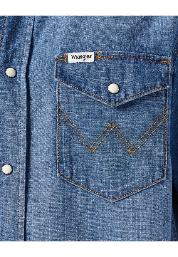 Wrangler - WRANGLER MĘSKA KOSZULA JEANSOWA SS WESTERN SHIRT Dusky 112350572 W5H8016805. Materiał: jeans