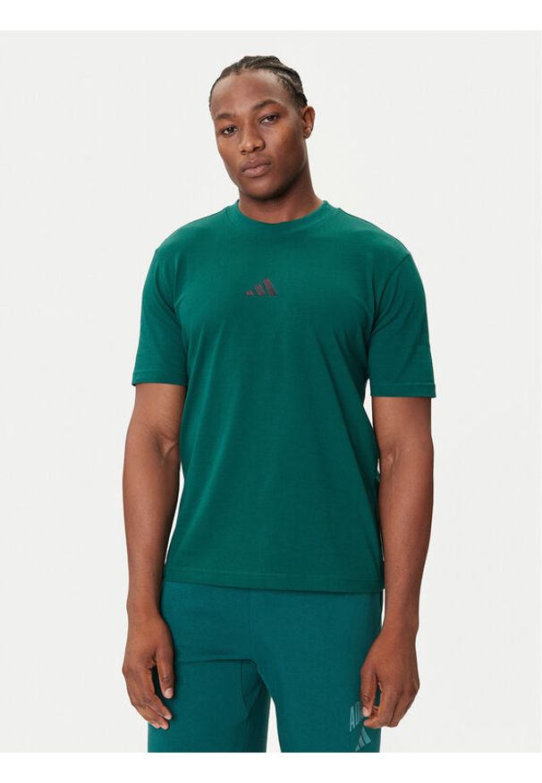 Adidas - adidas T-Shirt Essentials Small Logo JF1096 Zielony Regular Fit. Kolor: zielony. Materiał: bawełna
