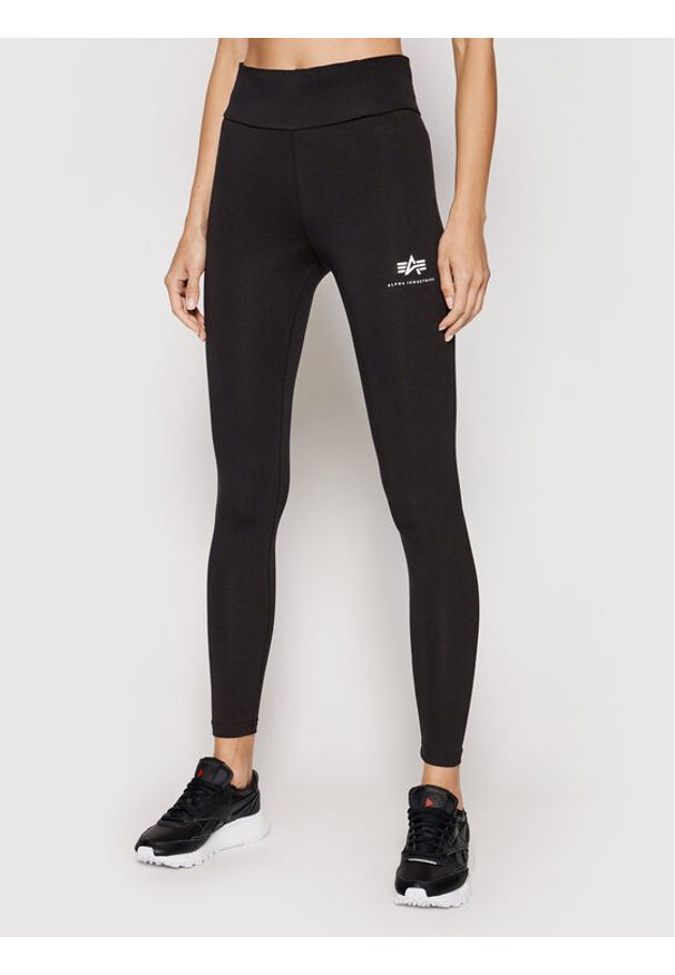 Alpha Industries Legginsy Basic 116053 Czarny Slim Fit. Kolor: czarny. Materiał: bawełna