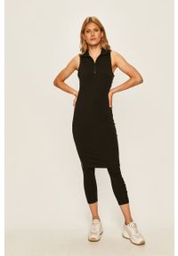 DKNY - Dkny - Sukienka. Kolor: czarny. Materiał: dzianina. Wzór: aplikacja. Typ sukienki: dopasowane #3