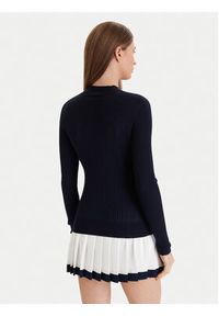 Lacoste Sweter AF4189 Granatowy Slim Fit. Kolor: niebieski. Materiał: wełna