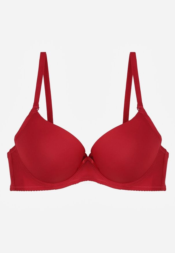 Renee - Bordowy Gładki Biustonosz o Klasycznym Fasonie Arriethia. Kolor: czerwony. Wzór: gładki