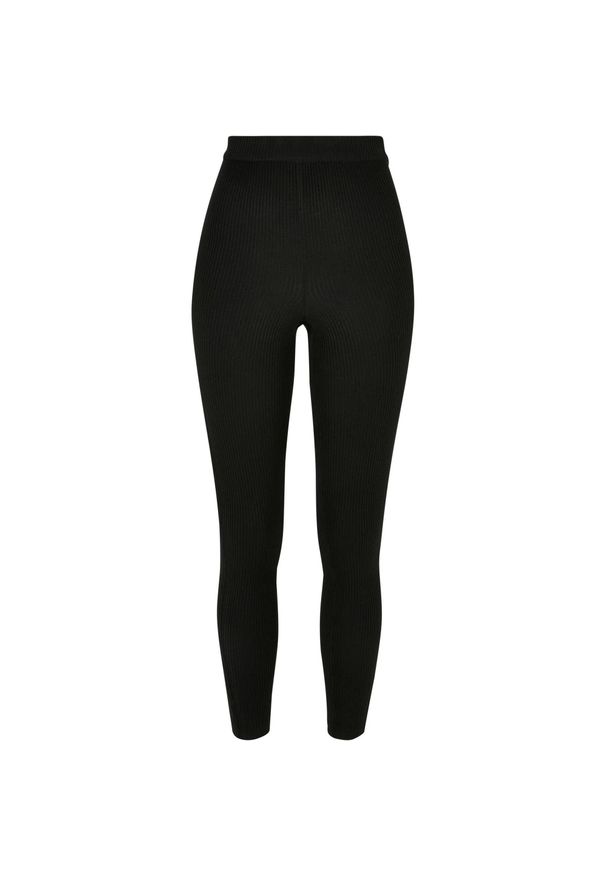 Urban Classics - Legginsy Damskie Z Dzianiny Prążkowanej. Kolor: czarny. Materiał: prążkowany, dzianina. Sport: turystyka piesza