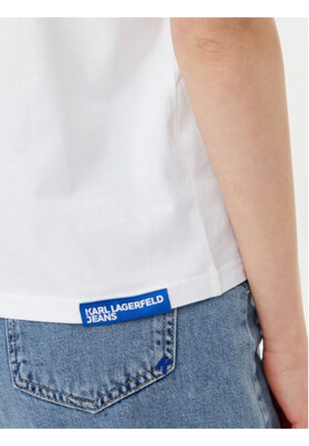 Karl Lagerfeld - KARL LAGERFELD T-Shirt A1W17005 Biały Relaxed Fit. Typ kołnierza: dekolt w karo. Kolor: biały. Materiał: bawełna