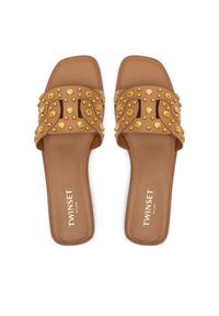 TwinSet - TWINSET Klapki 251TGT072 Brązowy. Kolor: brązowy. Materiał: skóra #4