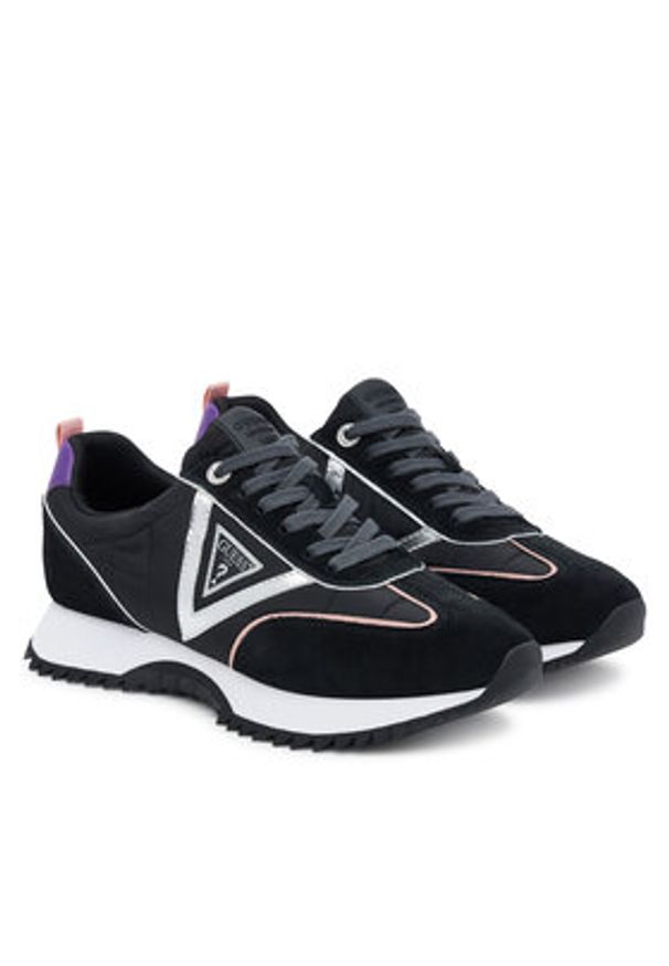 Guess Sneakersy FLTBAI SUE12 Czarny. Kolor: czarny. Materiał: skóra, zamsz