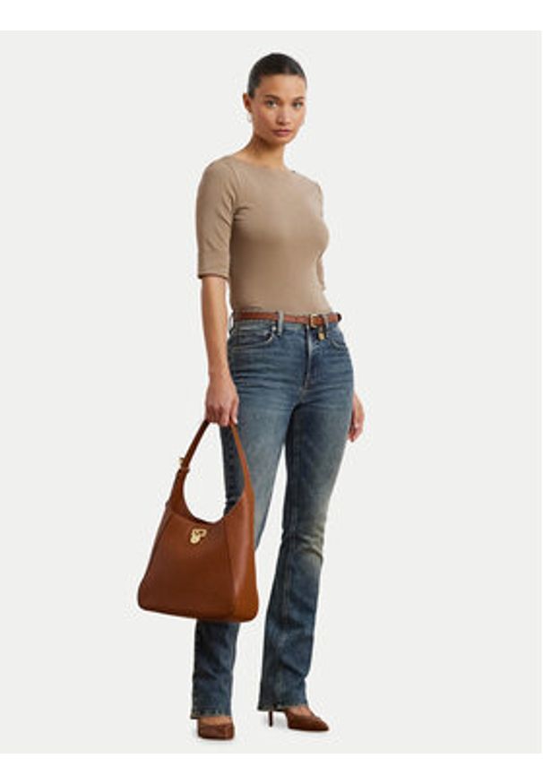 Lauren Ralph Lauren - LAUREN RALPH LAUREN Bluzka 200654963191 Beżowy Slim Fit. Kolor: beżowy. Materiał: bawełna