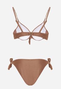 Born2be - Brązowe Bikini Biustonosz z Koralikami i Kokardą i Wiązane Figi Kąpielowe Raicine. Kolekcja: plus size. Kolor: brązowy. Długość: długie #3