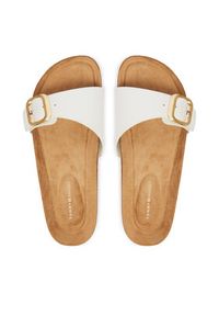 TOMMY HILFIGER - Tommy Hilfiger Klapki Cork Footbed Slip-On FW0FW09344 Biały. Kolor: biały. Materiał: skóra #5