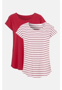 Cellbes - T-shirt w dwupaku 2 sztuki. Kolor: czerwony. Materiał: jersey. Długość rękawa: krótki rękaw. Długość: krótkie. Wzór: gładki