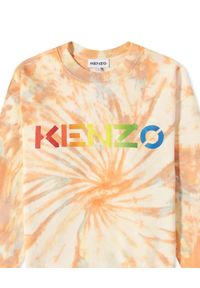 Kenzo - KENZO - Pomarańczowa bluza z efektem tie-dye. Kolor: pomarańczowy. Materiał: bawełna, prążkowany. Długość rękawa: długi rękaw. Długość: długie. Wzór: kolorowy. Styl: klasyczny