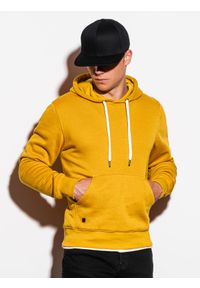 Ombre Clothing - Bluza męska z kapturem B979 - żółta V - M. Typ kołnierza: kaptur. Kolor: żółty. Materiał: bawełna, poliester. Styl: klasyczny #1