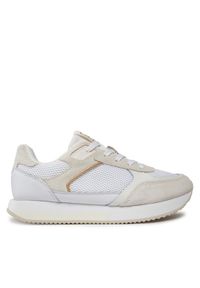 TOMMY HILFIGER - Tommy Hilfiger Sneakersy Essential Elevated Runner FW0FW07700 Biały. Kolor: biały. Materiał: zamsz, skóra