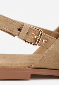 Renee - Beżowe Sandały VICES z Imitacji Zamszu ze Skrzyżowanymi Paskami Fontalla. Okazja: na co dzień. Zapięcie: pasek. Kolor: beżowy. Materiał: zamsz. Wzór: paski. Sezon: lato. Styl: casual, elegancki #4