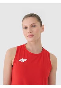 4f - 4F Top treningowy szybkoschnący damski - czerwony XXL. Kolor: czerwony. Materiał: dzianina, włókno, syntetyk, materiał, elastan. Wzór: gładki, ze splotem, jednolity. Sport: fitness