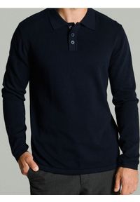 Sinsay - Bawełniany sweter polo - granatowy. Typ kołnierza: polo. Kolor: niebieski. Materiał: bawełna