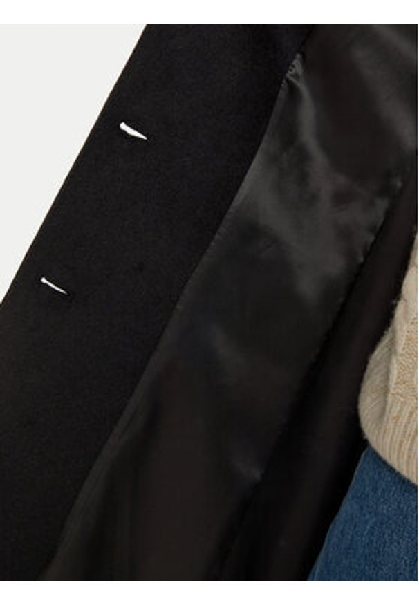 United Colors of Benetton - United Colors Of Benetton Płaszcz wełniany 28HFDN069 Czarny Regular Fit. Kolor: czarny. Materiał: syntetyk, wełna