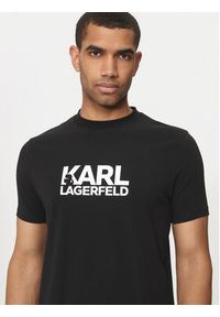 Karl Lagerfeld - KARL LAGERFELD T-Shirt 755087 543235 Czarny Regular Fit. Typ kołnierza: dekolt w karo. Kolor: czarny. Materiał: bawełna