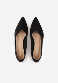 Renee - Czarne Balerinki z Imitacji Zamszu ze Szpiczastym Noskiem Melikel. Nosek buta: szpiczasty. Kolor: czarny. Materiał: zamsz #9