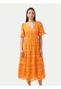 YAS Sukienka codzienna Kanikka 26033530 Pomarańczowy Regular Fit. Okazja: na co dzień. Kolor: pomarańczowy. Materiał: bawełna. Typ sukienki: proste. Styl: casual
