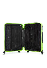 Wittchen - Średnia walizka z ABS-u z geometrycznym tłoczeniem limonkowa. Materiał: poliester. Wzór: geometria #6