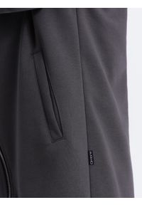 Ombre Clothing - Asymetryczna bluza męska z obszernym kapturem NANTES - grafitowa B1368 - XL. Kolor: szary. Materiał: bawełna, poliester #3