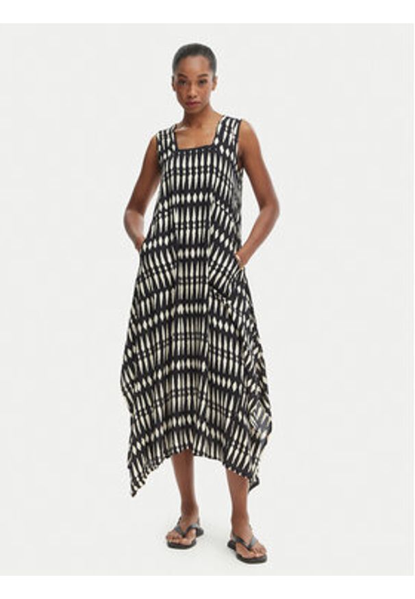 Iconique Sukienka letnia Elsie IC26-111 Czarny Regular Fit. Kolor: czarny. Materiał: wiskoza. Sezon: lato