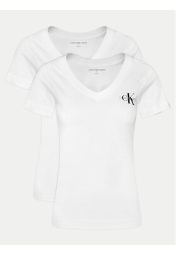 Calvin Klein Jeans Komplet 2 t-shirtów J20J223447 Biały Regular Fit. Kolor: biały. Materiał: bawełna