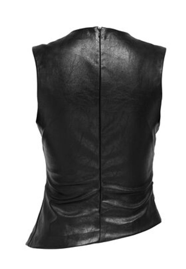 only - ONLY Bluzka Mone 15360230 Czarny Slim Fit. Kolor: czarny. Materiał: skóra