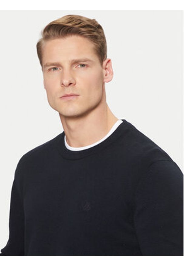 Marc O'Polo Sweter M20 5023 60074 Granatowy Regular Fit. Typ kołnierza: polo. Kolor: niebieski. Materiał: bawełna