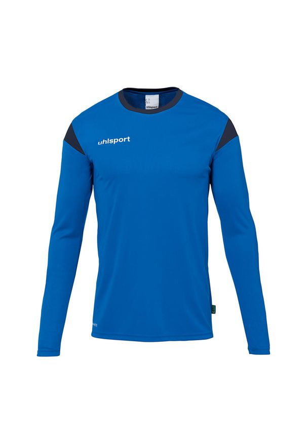 UHLSPORT - Dziecięcy dżersej z długim rękawem Uhlsport Squad 27. Kolor: niebieski. Materiał: jersey. Długość rękawa: długi rękaw. Długość: długie. Wzór: kolorowy